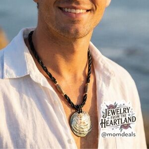 Unisex Bohemian Pendant Necklace Twisted Seed Bead With Abalone & Wooden Accent